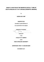 Genetic variation in two morphologically similar South African Mastomys species (Rodentia : Muridae)