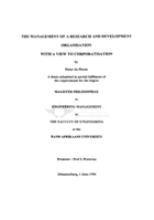 The management of a research and development organisation with a view to corporatisation