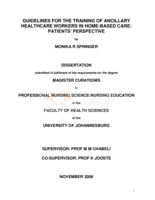 Guidelines for the training of ancillary healthcare  workers in home-based care: patients' perspective