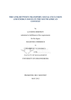 The link between transport, social exclusion and energy issues in the South African context