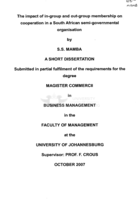The impact of in-group and out-group membership on cooperation in a South African semi-governmental organisation.