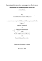 Curriculum interpretation as an aspect of effectiveness : implications for the management of teacher competence.