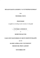 Die kontekstualisering van entrepreneurskap