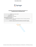 Maximum cooling and maximum efficiency of thermoacoustic refrigerators