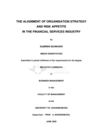 The alignment of organisational strategy and risk appetite in the financial services industry
