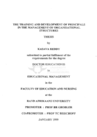 The training and development of principals in the management of organisational structures