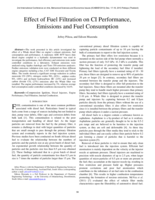 Effect of fuel filtration on CI performance, emissions and fuel consumption