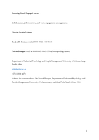 Job demands, job resources, and work engagement among South African nurses