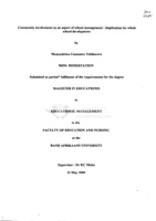 Community involvement as an aspect of school management : implication for whole school development