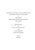 Integration of South Africa’s financial markets : focus on equity, foreign exchange and bond markets