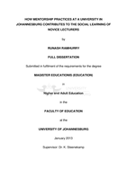 How mentorship practices at a university in Johannesburg contributes to the social learning of novice lecturers