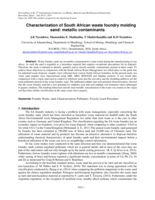 Characterization of South African waste foundry molding sand : metallic contaminants