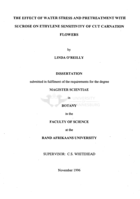 The effect of water stress and pretreatment with sucrose on ethylene sensitivity of cut carnation flowers.