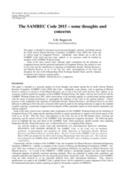 The SAMREC Code 2015 – some thoughts and concerns