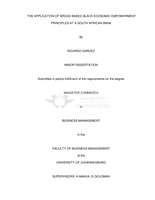 The application of Broad Based Black Economic Empowerment principles at a South African bank
