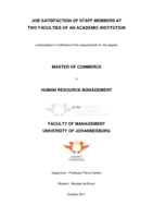 Job satisfaction of staff members at two faculties of an academic institution