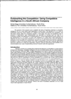 Outsmarting the competition : using competitive intelligence in a South African company.