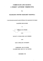 Curriculum and society : a subject advisor's perspective