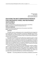 Educating the next generation in finances for a resourced, stable, and responsible South Africa