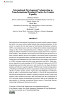 International development volunteering as transformational feminist practice for gender equality