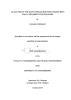 An analysis of the South African Bus Rapid Transit (BRT) policy implementation paradigm