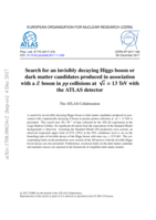 Search for an invisibly decaying Higgs boson or dark matter candidates produced in association with a Z boson in pp collisions at √s = 13 TeV with the ATLAS detector