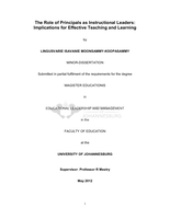 The role of principals as instructional leaders : implications for effective teaching and learning