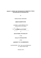 Grade 7s' needs and knowledge on sensitive topics as revealed in conversation