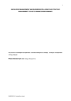 Knowledge management and business intelligence as strategic management tools to enhance performance