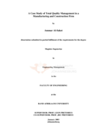 A case study of total quality management in a manufacturing and construction firm