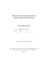 Risk assessment of atmospheric emissions from gold mine tailings on the Witwatersrand