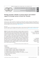 Heritage proximity, attitudes to tourism impacts and residents’ support for heritage tourism in Kaole Site, Tanzania