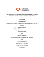 Ethical decision-making processes and frameworks utilised by industrial psychologists as external consultants
