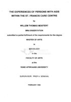 The experiences of persons with AIDS within the St. Francis Care Centre