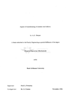 Aspects of manufacturing of stainless steel bellows