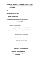 Educators' experience in teaching guidance in life orientation in primary schools in an informal settlement