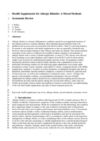 Health supplements for allergic rhinitis : a mixed-methods systematic review