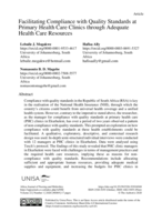 Facilitating compliance with quality standards at Primary Health Care Clinics through adequate health care resources