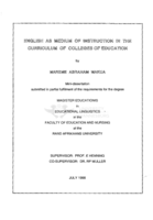 English as medium of instruction in the curriculum of colleges of education