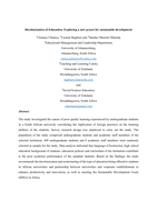 Decolonization of Education : Exploring a new praxis for sustainable development