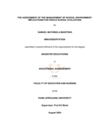 The assessment of the management of school environment: implications for whole school evaluation.