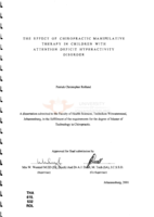 The effect of chiropractic manipulative therapy in children with attention deficit hyperactivity disorder