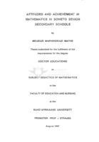 Attitudes and achievement in mathematics in Soweto senior secondary schools
