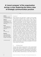A ‘moral compass’ of the organisation during a crisis : Exploring the ethics roles of strategic communication practice
