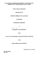Sustainable tourism development and the role of marketing at the Kruger National Park