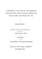 A historical analysis of the emerging links between the  Ottoman Empire and South Africa between 1861-1923