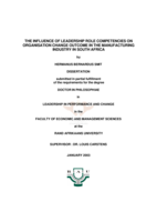 The influence of leadership role competencies on organisation change outcome in the manufacturing industry in south Africa.