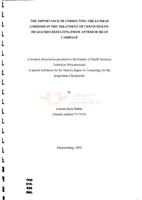 The importance of correcting the lumbar lordosis in the treatment of cervicogenic headaches resulting from anterior head carriage