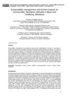 Sustainability management and tourism impacts on communities : residents’ attitudes in Maun and Tshabong, Botswana