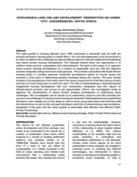 Sustainable land use and development: perspective on Cosmo City, Johannesburg, South Africa